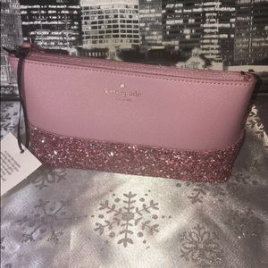 KATE SPADE PINK GLITTER SMALL POUCH